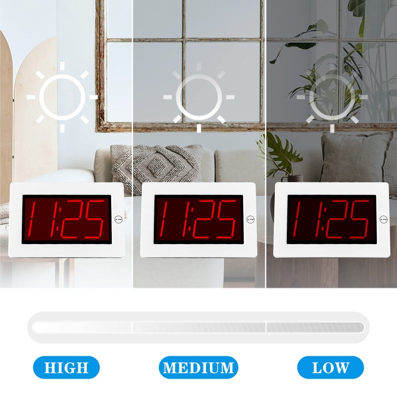 KWANWA Small Wall Clock  Digital Alarm Clock  8"" Extra Large Display  3"" LED Digit Contantly Light Up  Battery Operated  Adjustable Brightness  Clock for Bedroom  Wall-Mounted/Table-top - Image 3